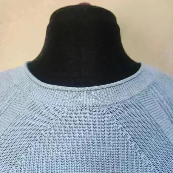 Croft & Barrow XS Petite Pretty Light Blue Sweater 3/4 Raglan Sleeves Hip Detail - Picture 7 of 10